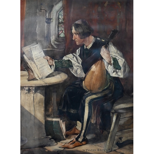 532 - W Fulton Brown (1873-1905) - The musician, watercolour, signed lower right, 59 x 43 cm