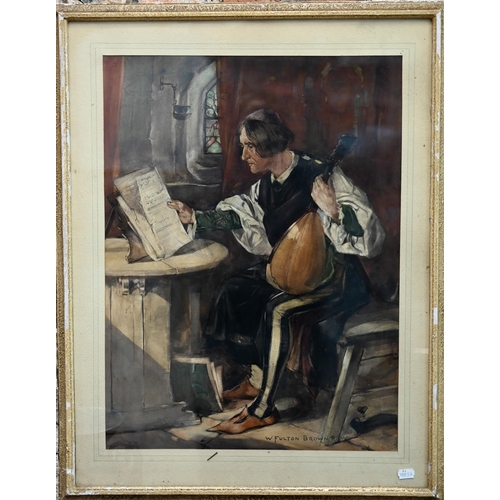 532 - W Fulton Brown (1873-1905) - The musician, watercolour, signed lower right, 59 x 43 cm