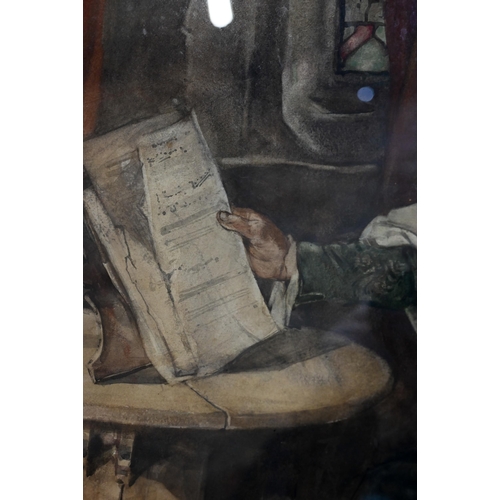 532 - W Fulton Brown (1873-1905) - The musician, watercolour, signed lower right, 59 x 43 cm