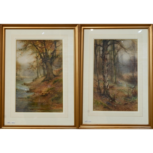 513 - Thomas Taylor-Ireland (1880-1927) - A pair of autumnal woodland views, watercolour, signed, 50 x 32 ... 