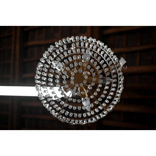 750A - A good pair of brass framed lead crystal chandeliers by Joska, circa 1970's, each approx. 40 cm dia.... 