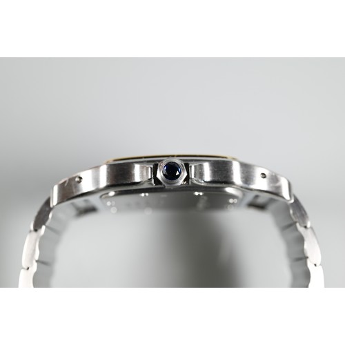 199 - A Cartier Santos Carree gold and stainless steel square wristwatch, quartz movement with calendar ap... 