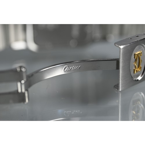 199 - A Cartier Santos Carree gold and stainless steel square wristwatch, quartz movement with calendar ap... 