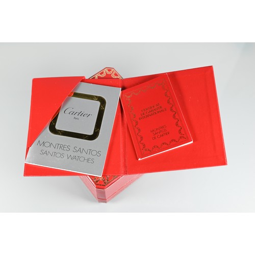 199 - A Cartier Santos Carree gold and stainless steel square wristwatch, quartz movement with calendar ap... 