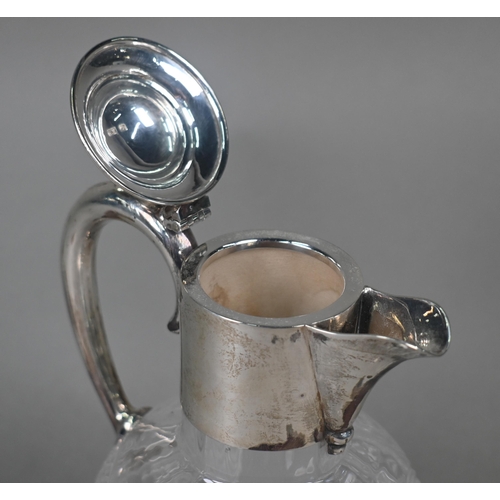 109 - An Edwardian cut glass claret jug with silver collar, cover and handle, Lee & Wigfull, Sheffield... 