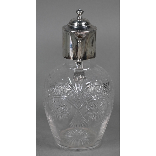 109 - An Edwardian cut glass claret jug with silver collar, cover and handle, Lee & Wigfull, Sheffield... 