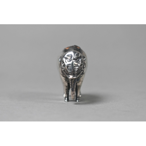 112 - An Edwardian silver 'Elephant' novelty pin cushion, Sydney & Co., Birmingham 1906, 4cm high x 5c... 