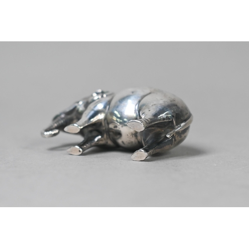 112 - An Edwardian silver 'Elephant' novelty pin cushion, Sydney & Co., Birmingham 1906, 4cm high x 5c... 