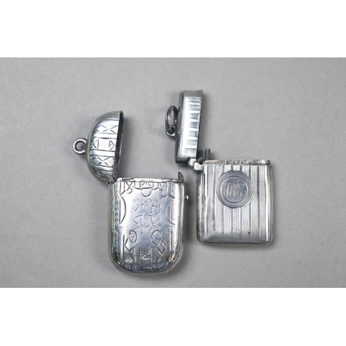 114 - A Victorian engraved silver vinaigrette with pierced grille (hinge a/f), David Pettifer, Birmingham ... 