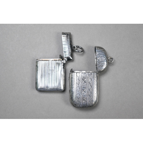 114 - A Victorian engraved silver vinaigrette with pierced grille (hinge a/f), David Pettifer, Birmingham ... 