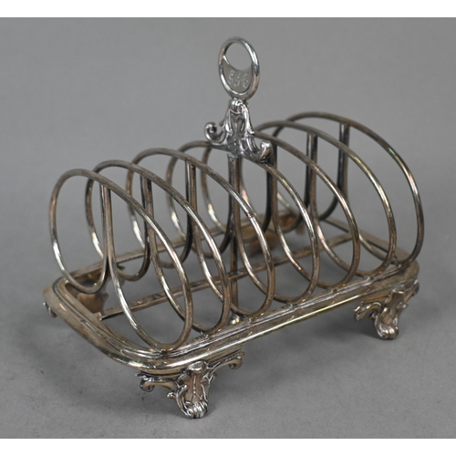 116 - An early Victorian silver toast rack, Charles & George Fox, London 1846, 11.7oz