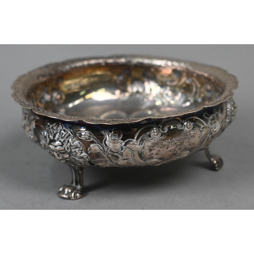 120 - A Victorian silver shallow bowl with embossed decoration on lion mask monopodia, Henry Holland, Lond... 