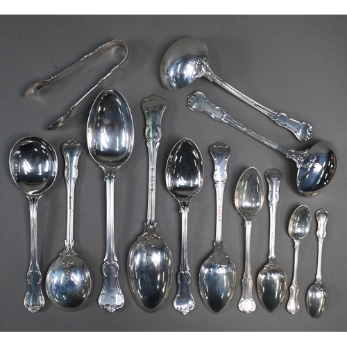 133 - An extensive set of mid-Victorian silver Prince's (or Joan of Arc) pattern flatware, comprising eigh... 