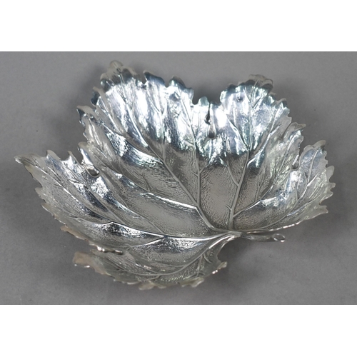 145 - Gianmaria Buccellati (Milan), a modern design naturalistic vine-leaf grape-dish, white metal, 9.2oz,... 