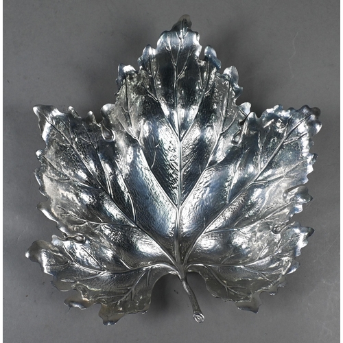 145 - Gianmaria Buccellati (Milan), a modern design naturalistic vine-leaf grape-dish, white metal, 9.2oz,... 