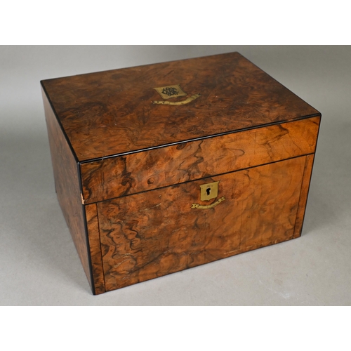 15 - A Victorian walnut dressing case by Greaves (New St, Birmingham), fitted with silver-handled manicur... 