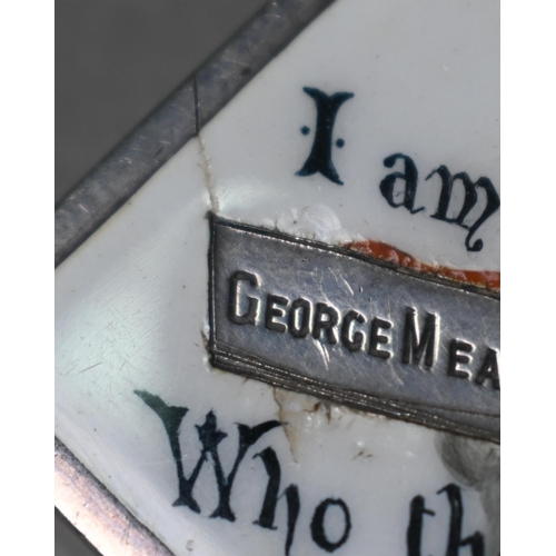 158 - A Victorian novelty silver vesta case the top enamelled with a devil and the inscription 'I am [Geor... 