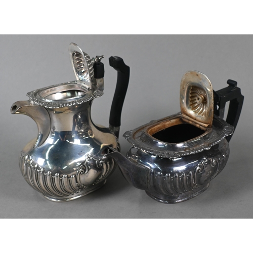 164 - A late Victorian silver four-piece tea service of half-reeded oblong design, John Round & Son Lt... 