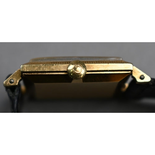185 - An Omega Geneve manual movement wristwatch, 18k cased with gilt dial on a Cartier branded leather st... 
