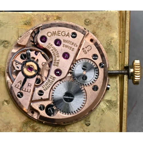 185 - An Omega Geneve manual movement wristwatch, 18k cased with gilt dial on a Cartier branded leather st... 