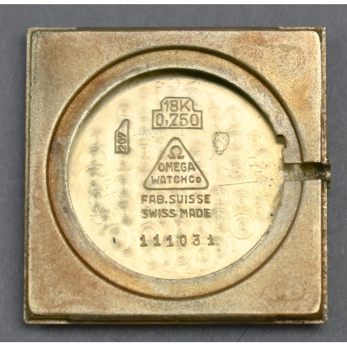 185 - An Omega Geneve manual movement wristwatch, 18k cased with gilt dial on a Cartier branded leather st... 