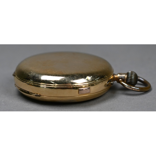 195 - An 18ct gold hunter pocket watch, the white enamelled dial with Roman numerals and Arabic ten second... 