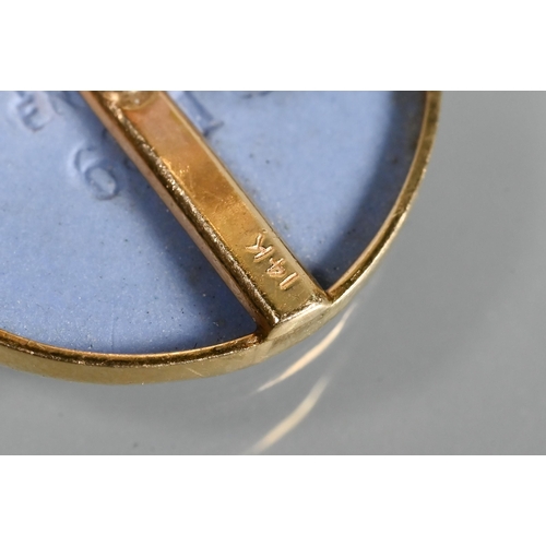 205 - Two pairs of cufflinks, one with Wedgwood jasperware roundels featuring classical vignette, with swi... 