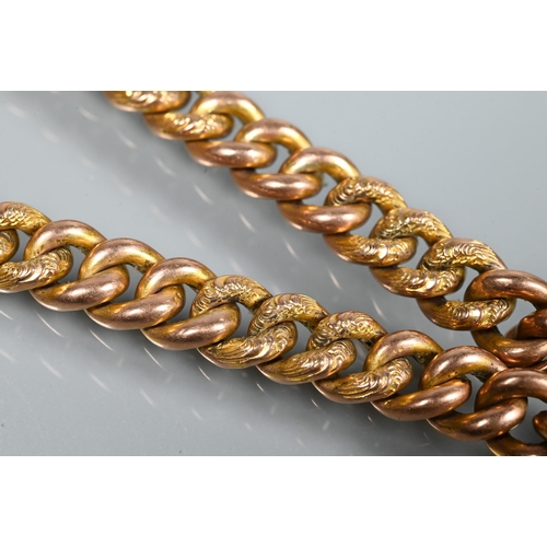 210 - A 9ct rose gold double Albert with two swivels and badge attached, to/w a 9ct curb bracelet with pad... 