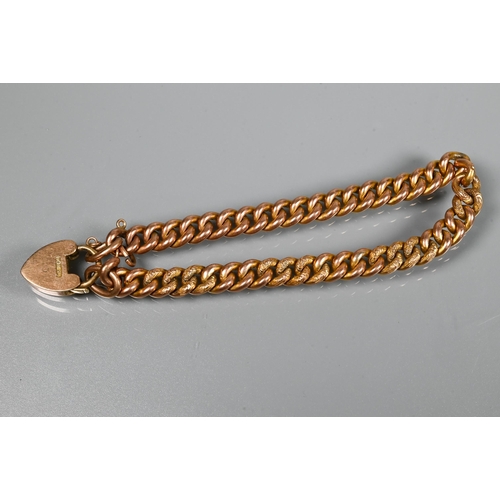 210 - A 9ct rose gold double Albert with two swivels and badge attached, to/w a 9ct curb bracelet with pad... 