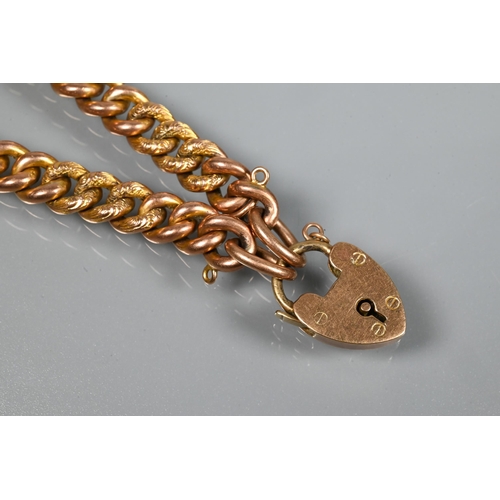210 - A 9ct rose gold double Albert with two swivels and badge attached, to/w a 9ct curb bracelet with pad... 
