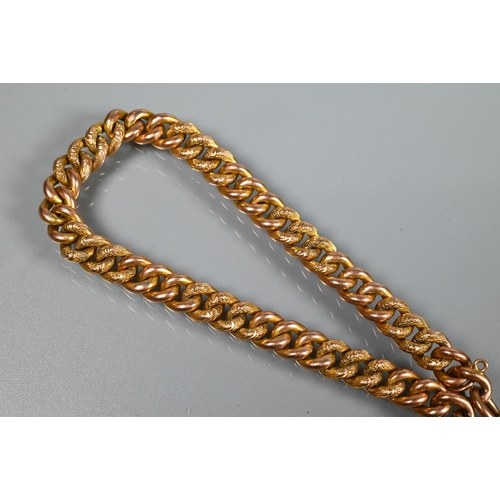 210 - A 9ct rose gold double Albert with two swivels and badge attached, to/w a 9ct curb bracelet with pad... 