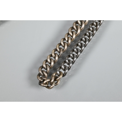 219 - A Victorian silver graduated Albert, four various pairs of silver cufflinks, a silver mesh-link brac... 