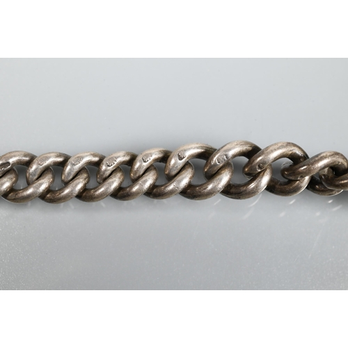 219 - A Victorian silver graduated Albert, four various pairs of silver cufflinks, a silver mesh-link brac... 