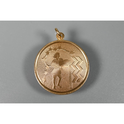 231 - Four various 9ct yellow metal pendants - two for Libra, one for Aquarius and one archery, approx 16.... 
