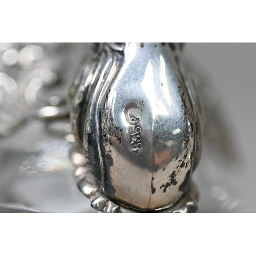 24 - A silver and glass 'Swan' bonbon dish, London  1965, to/w a similar smaller salt, London import 1959... 