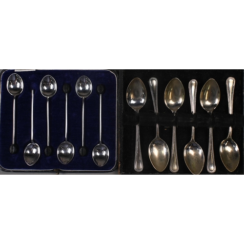 25 - A silver brush set with engine-turned decoration, Birmingham 1949 and a companion pair of hairbrushe... 