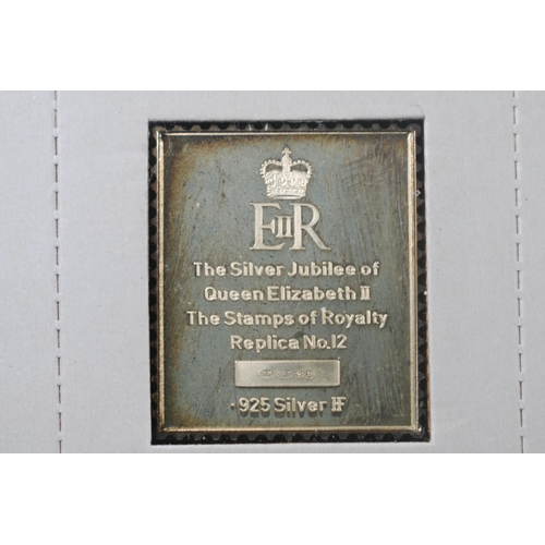 28 - A collection of fourteen silver 'Stamps of Royalty', Hallmark Replicas, London import 1978, to/w a b... 