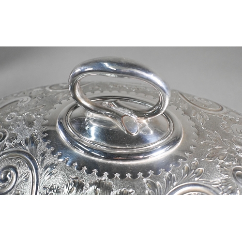 3 - Tennis interest: two late Victorian large silver-plated meat domes, engraved to Charlotte 'Chattie' ... 