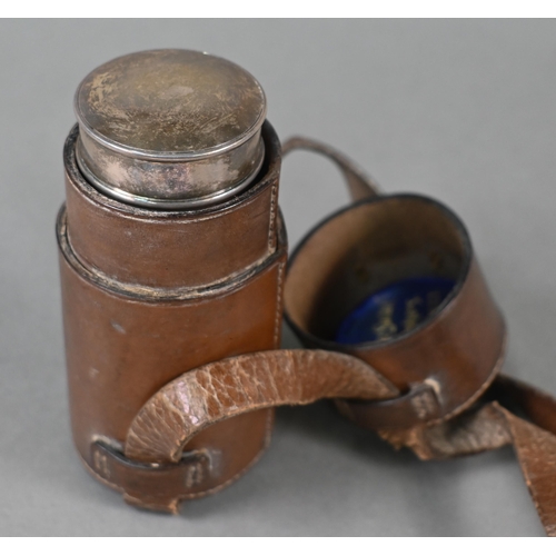 31 - An Edwardian Scottish silver travelling communion canister of cylindrical form, in two sections, Tho... 