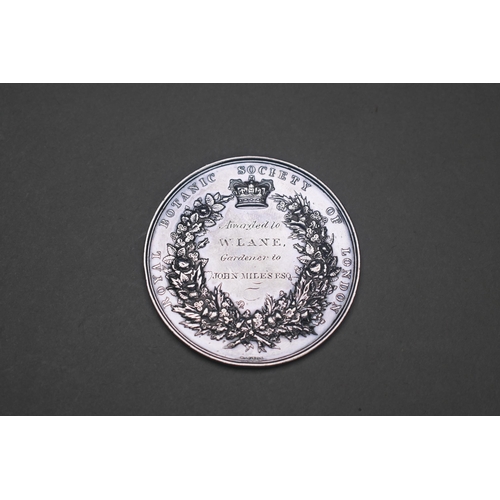 34 - A Victorian unmarked Royal Botanic Society of London Silver Medal, awarded for 'Black-Prince grapes'... 