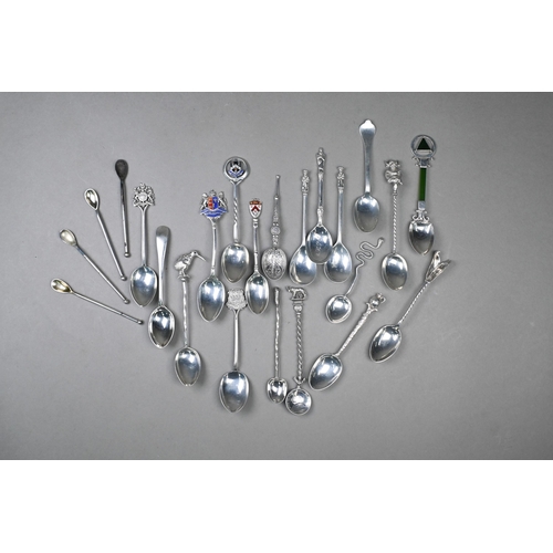 35 - A collection of silver, Sterling and other Continental white metal souvenir teaspoons, etc.  7.1oz g... 