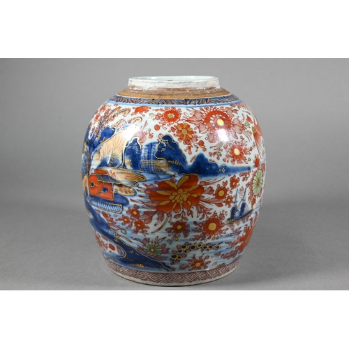 350 - An 18th/19th century Chinese 'Amsterdam Bont' ginger jar and cover, Qing dynasty, decorated with a t... 