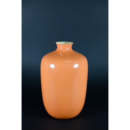 368 - A modern 'Bo Jia' Chinese lillac glazed monochrome vase, 28 cm high to/w another 'Bo Jia' orange gla... 