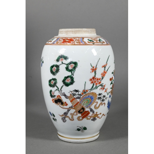 383 - A pair of 19th century Japanese Imari lidded lobed ovoid jars, Meji period, 29 cm high to/w a Samson... 