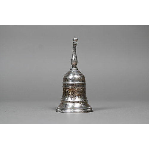 39 - A small Russian Orthodox 84zol. hand-bell, engraved with figure, 10.5cm high partial marks... 