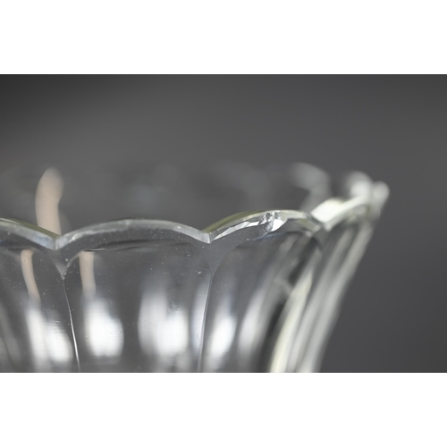 432 - A vintage glass vase, deep-cut with chrysanthemums and butterflies, 27 cm high