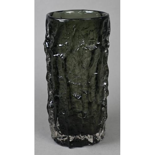 435 - AMENDMENT - A Geoffrey Baxter for Whitefriars textured rectangular 'bamboo' vase in indigo, 20.5 cm ... 