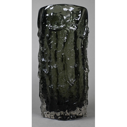 435 - AMENDMENT - A Geoffrey Baxter for Whitefriars textured rectangular 'bamboo' vase in indigo, 20.5 cm ... 