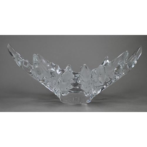 436 - A large and heavy Lalique 'Coupe Champs Elysées' leaf-bowl I536, 45 x 25 x 19.5 cm high, c/w origina... 