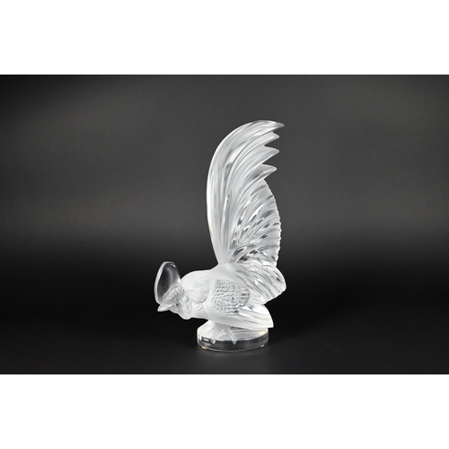 438 - A Lalique France glass cockerel, 20.5 cm, etched script mark